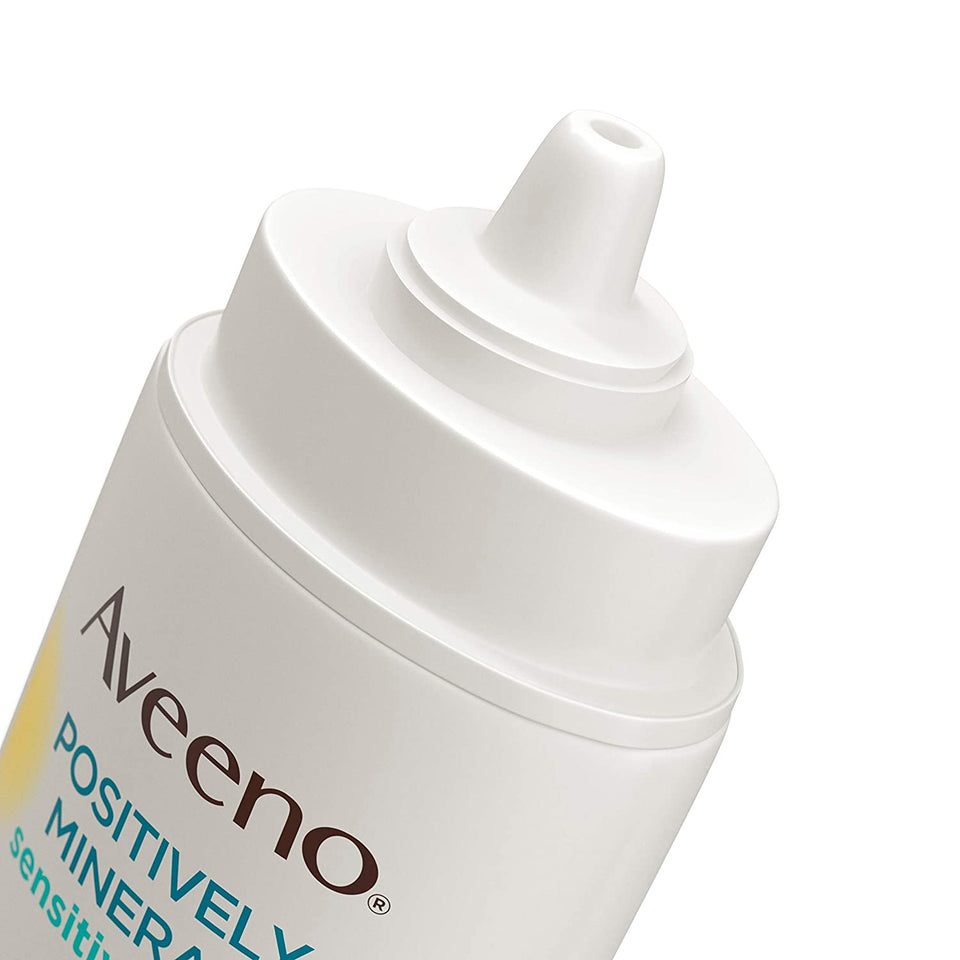 Aveeno Positively Mineral Sensitive Skin SPF 40+ Sunscreen Face Milk with Zinc Oxide & Titanium Dioxide, Invisible Oil-Free Liquid Facial Sunscreen, Paraben- & Phthalate-Free, 1.4 fl. oz