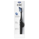 Oral-B Clic Manual Toothbrush, Matte Black, with 1 Bonus Replacement Brush Head and Magnetic Toothbrush Holder