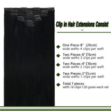 GOO GOO Clip in Hair Extensions Real Human Hair Extensions 16 Inch 120g 7pcs Jet Black Remy Human Hair Extensions Clip in Thick Natural Hair Extensions for Women