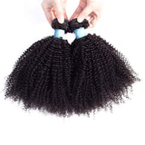 BLY 7A Mongolian Afro Kinky Curly Human Hair 3 Bundles Unprocessed Hair Weave Weft Big Hair for African American Women Natural Color (20/22/24 Inch)