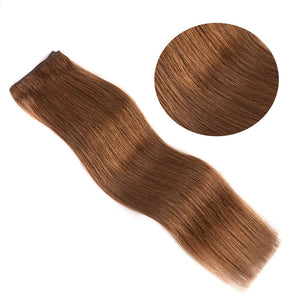 20" Clip in Hair Extensions Remy Human Hair for Women - Silky Straight 75grams Long Human Hair Clip on Extensions 75grams 4pieces Chestnut Brown #8 Color