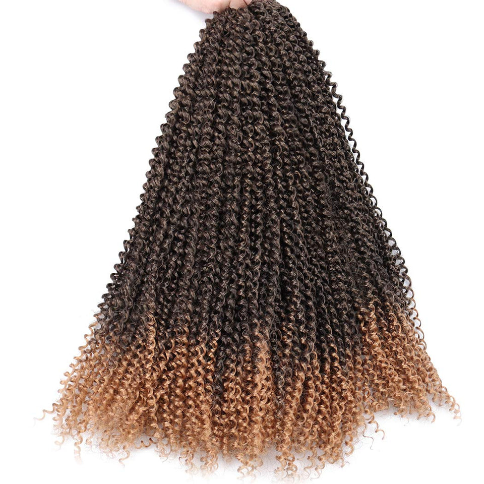 7 Packs Passion Twist Hair 22 Inch Water Wave Synthetic Braids for Passion Twist Crochet Braiding Hair Goddess Locs Long Bohemian Curl Hair Extensions (22Strands/Pack, T27#)