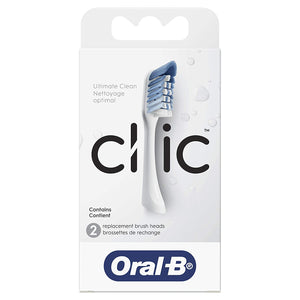 Oral-B Clic Toothbrush Replacement Brush Heads, White, 2 Count