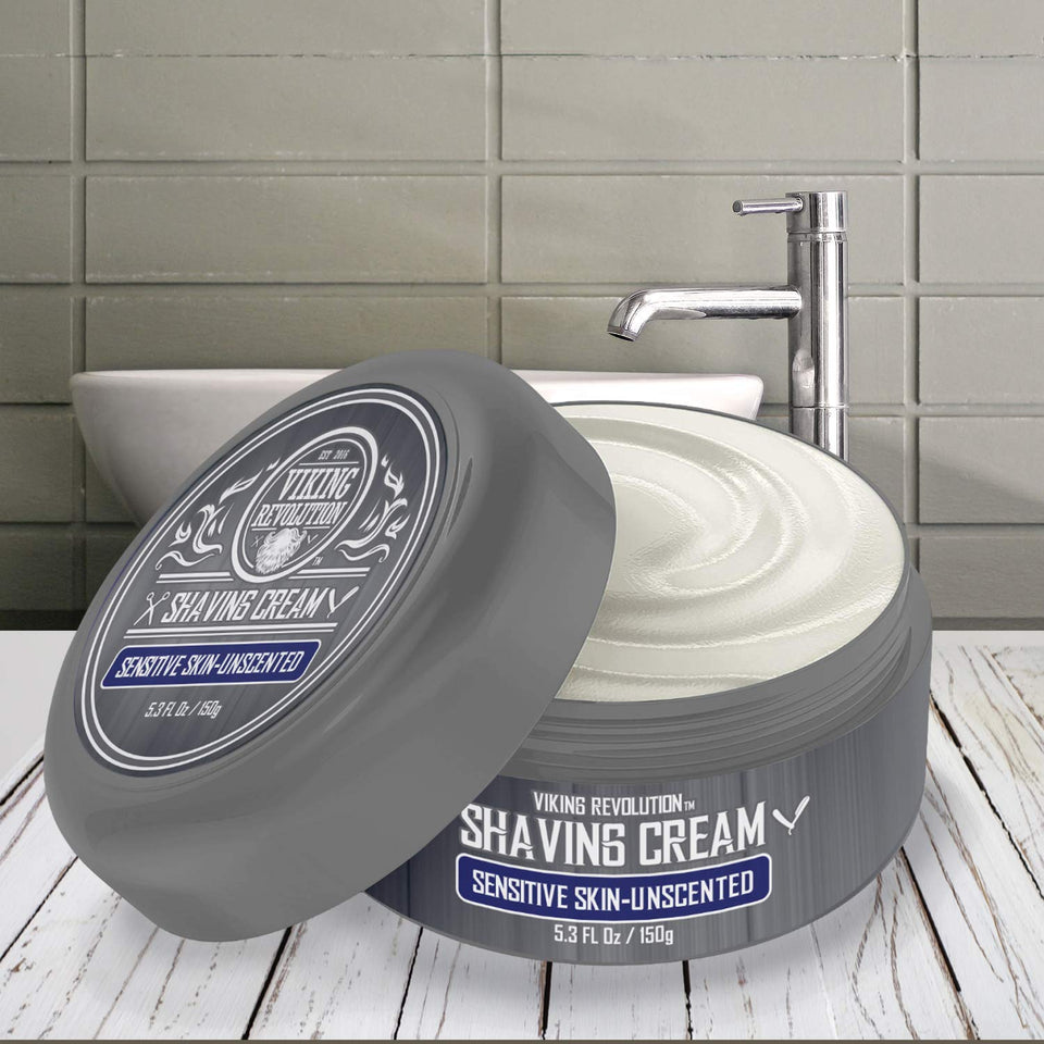 Luxury Shaving Cream for Sensitive Skin- Unscented - Soft, Smooth & Silky Shaving Soap - Rich Lather for the Smoothest Shave - 5.3oz