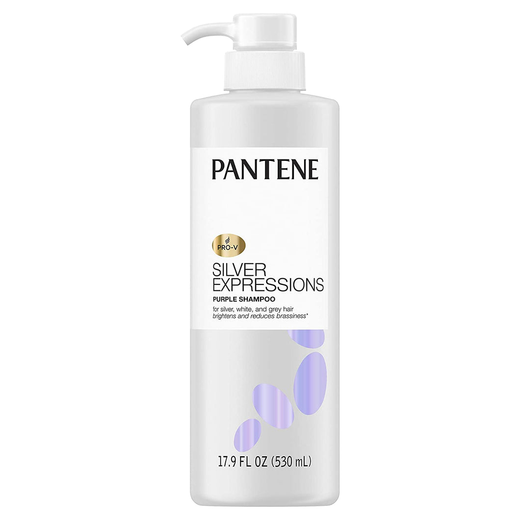 Pantene Silver Expressions, Purple Shampoo and Hair Toner, Pro-V for Grey and Color Treated Hair, Paraben Free, Lotus Flowers, 17.9 Fl Oz