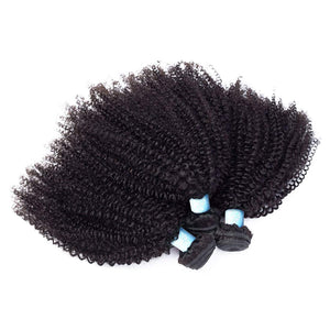 BLY Mongolian Afro Kinky Curly Human Hair 3 Bundles 12/12/12 Inch Same Length Pack Unprocessed Hair Weave Weft Big Hair for Black Women Natural Color …