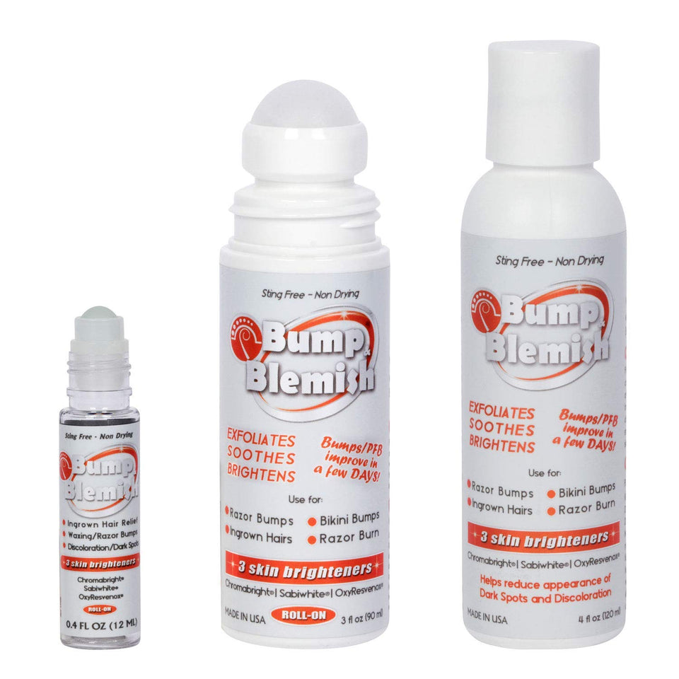 BUMP & BLEMISH 90 ML LARGER ROLL-ON CHROME FORMULA Solution for all hair removal complications: razor bumps (PFB), razor burn, ingrown hairs & the complications they leave behind