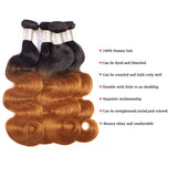 Sakula Brown Ombre Body Wave 100% Human Hair Bundles Brazilian Unprocessed Virgin Remy Hair Extensions with 1B/30 Color (16 16 16 16 inch)