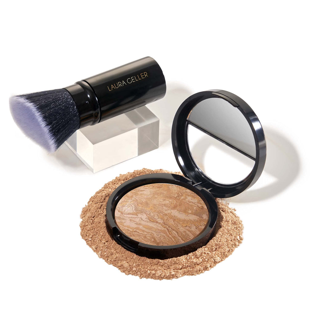 LAURA GELLER NEW YORK 59mm Baked Balance-n-Brighten Foundation with Kabuki Brush Makeup Set, Medium
