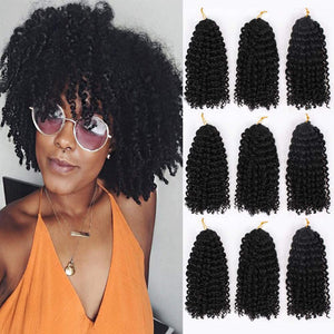 9 Bundles/lot Marlybob Crochet Hair 8 Inch Synthetic Braiding Hair curly Braids Kinky Curl Hair Bundles for Women(1B#)