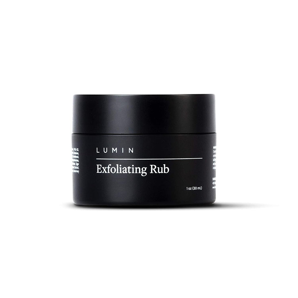 Lumin Exfoliating Rub for Men (1 oz) - Activated Charcoal Face Exfoliator Rub for Reducing Dullness, Dryness, Dark Spots, Blackheads, and Shaving Irritation - Achieve Your Best Look