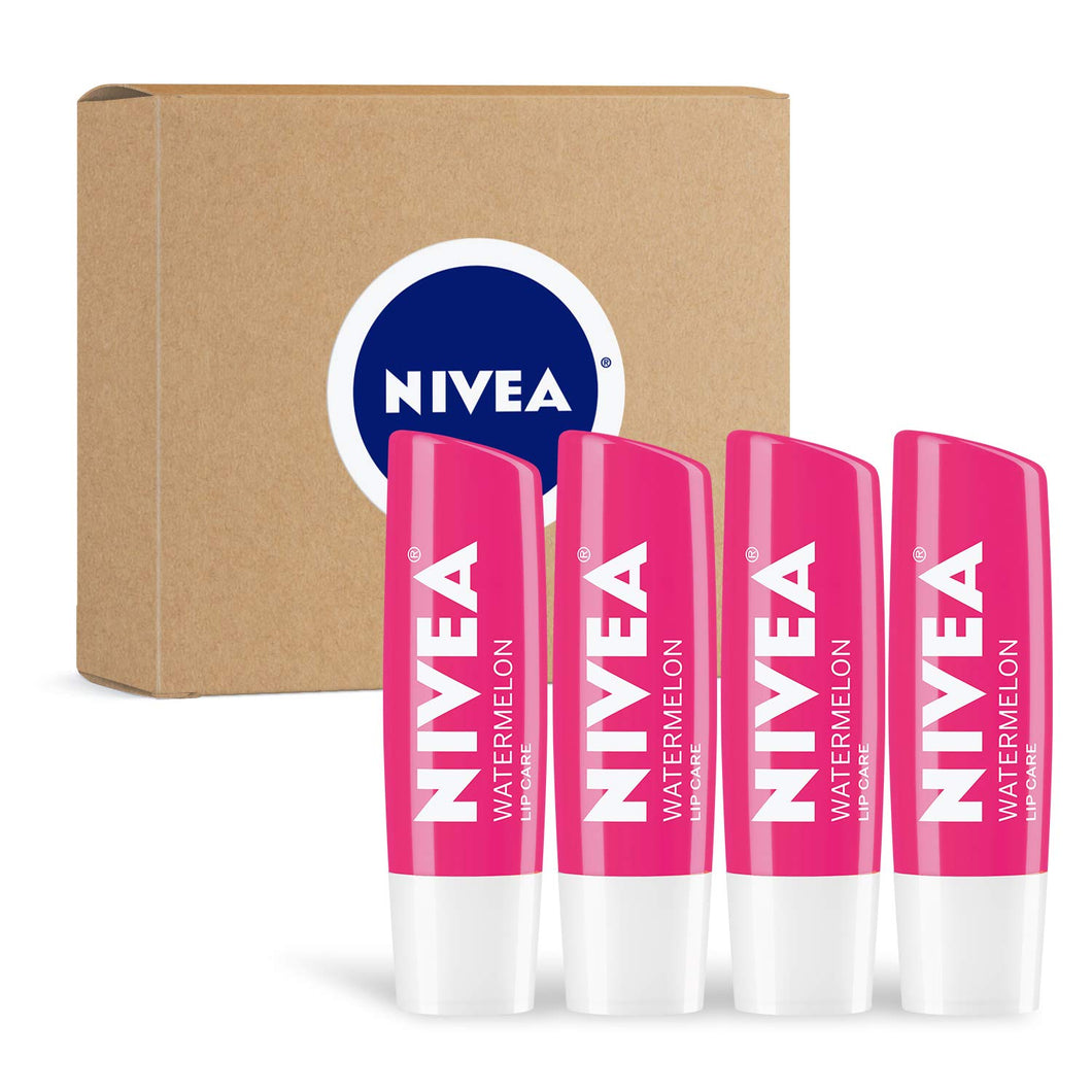 NIVEA Watermelon Lip Care - Tinted Lip Balm for Beautiful, Soft Lips, 4 Count