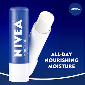 NIVEA Moisture Lip Care, Unisex Intensively Moisturizing Balm, 0.17 oz, Pack Of 4