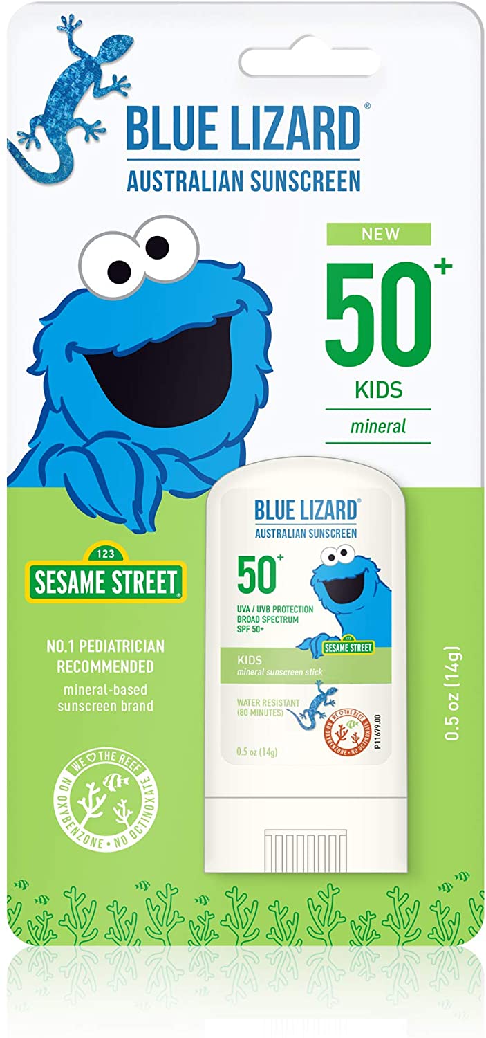 BLUE LIZARD Mineral Sunscreen Stick with Zinc Oxide SPF 50+ Water Resistant UVA/UVB Protection Easy to Apply Fragrance Free, Kids, Unscented, 5 Oz