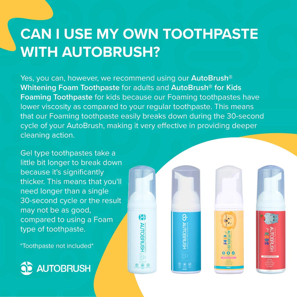 AutoBrush Original Mint Foaming Toothpaste - Travel Friendly, Anti-cavity (Three Pack)