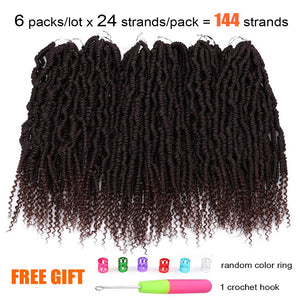 6 Packs Bomb Twist Crochet Hair 14 Inch Spring Twist Crochet Braids Pre-looped Mini Passion Twist Braiding Hair Senegalese Spring Twist Nubian Twist Kinky Curly Synthetic Hair Extensions (T33#)