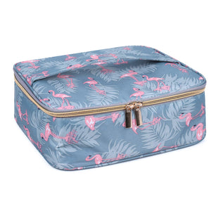 Travel Makeup Bag Large Cosmetic Bag Makeup Case Organizer for Women and Girls (Flamingo)