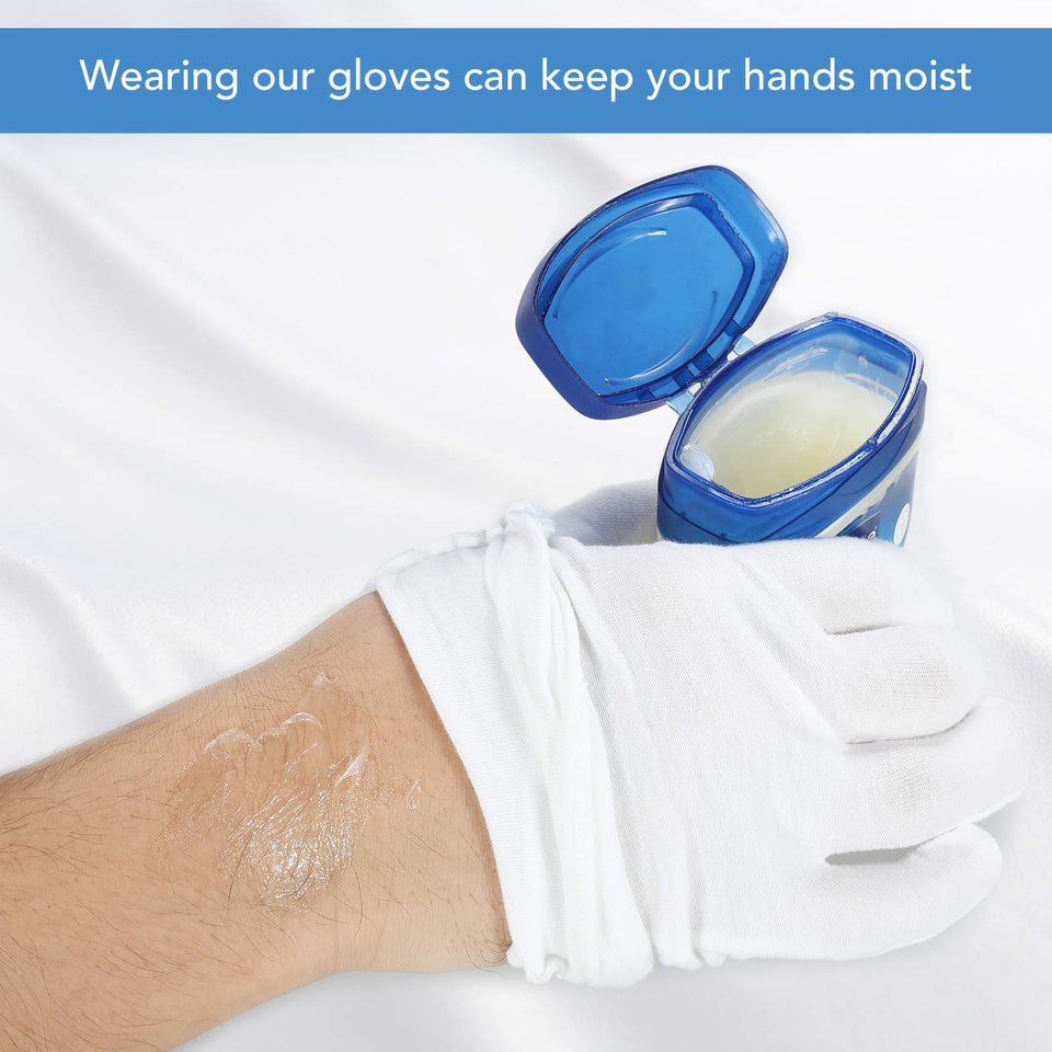 Rovtop White Gloves - 20Pcs/10Pairs White Gloves, Gloves Comfortable and Large for Silver Coin Jewelry Inspection, Cosmetic Moisturizing Eczema Hand Spa