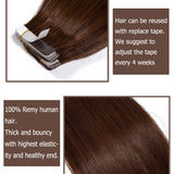 Medium Brown Tape in Human Hair Extension 18 inch #4 100% Remy Long Straight Seamless Skin Weft Bonding Double Sided Tape 20Pcs/30g +10pcs Free Tapes