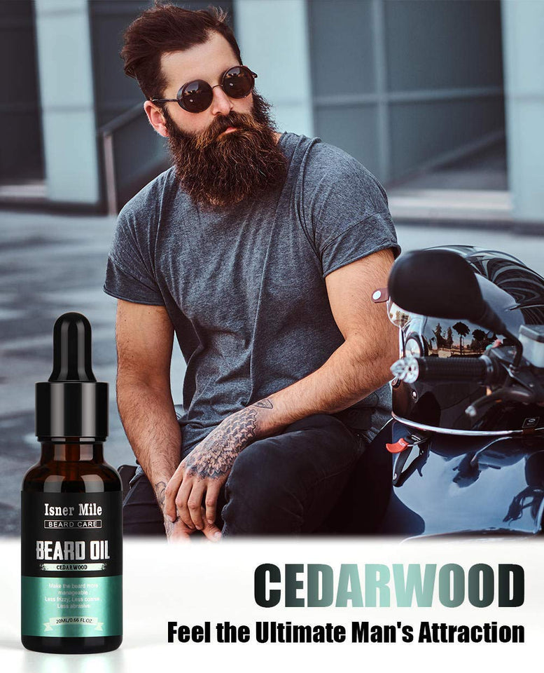 4 Pack Beard Oil Set Leave in Conditioner, Cedarwood, Sandalwood, Sage, Sweet Orange for Men Mustaches Growth, Soften, Moisturizing, Strength, Stocking Stuffers Gifts for Him Man Dad Father Boyfriend