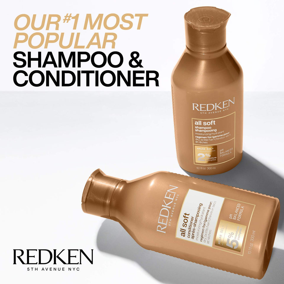 Redken All Soft Shampoo | For Dry / Brittle Hair | Provides Intense Softness and Shine | With Argan Oil