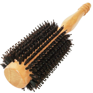 High-Density Boars Roller Brush Wood Large Barrel (1.4" Core, 2.8" with Bristles) for Blow-drying, Straightening, Volumizing Thin or Fine Long Hair