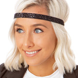 Hipsy Women's Adjustable NO SLIP Bling Glitter Headband Multi Gift Packs (Skinny Black/Gold/Gunmetal/White/Brown 5pk)
