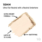 Urban Decay Stay Naked The Fix Powder Foundation, 10NN - Matte Finish Lasts Up To 16 Hours - Water & Sweat-Resistant - Comes with Charcoal-Infused Sponge
