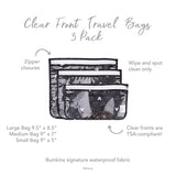 Bumkins Disney TSA Approved Toiletry Bag, Travel Bag, PVC-Free, Vinyl-Free, Clear Front, Set of 3 - Mickey Mouse Icon