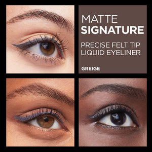 L'Oreal Paris Makeup Matte Signature Liquid Dip Eyeliner, Waterproof, Precise and Easy Application, All Day Wear, Vivid Matte Finish, Greige, 0.07 fl; Oz.