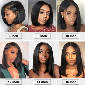 QTHAIR 14A Grade 13x4 Lace Front Wigs Human Hair Short Bob Wigs Pre Plucked With Baby Hair Brazilian Remy Straight Human Hair Wigs For Black Women (14 inch with 150% density)