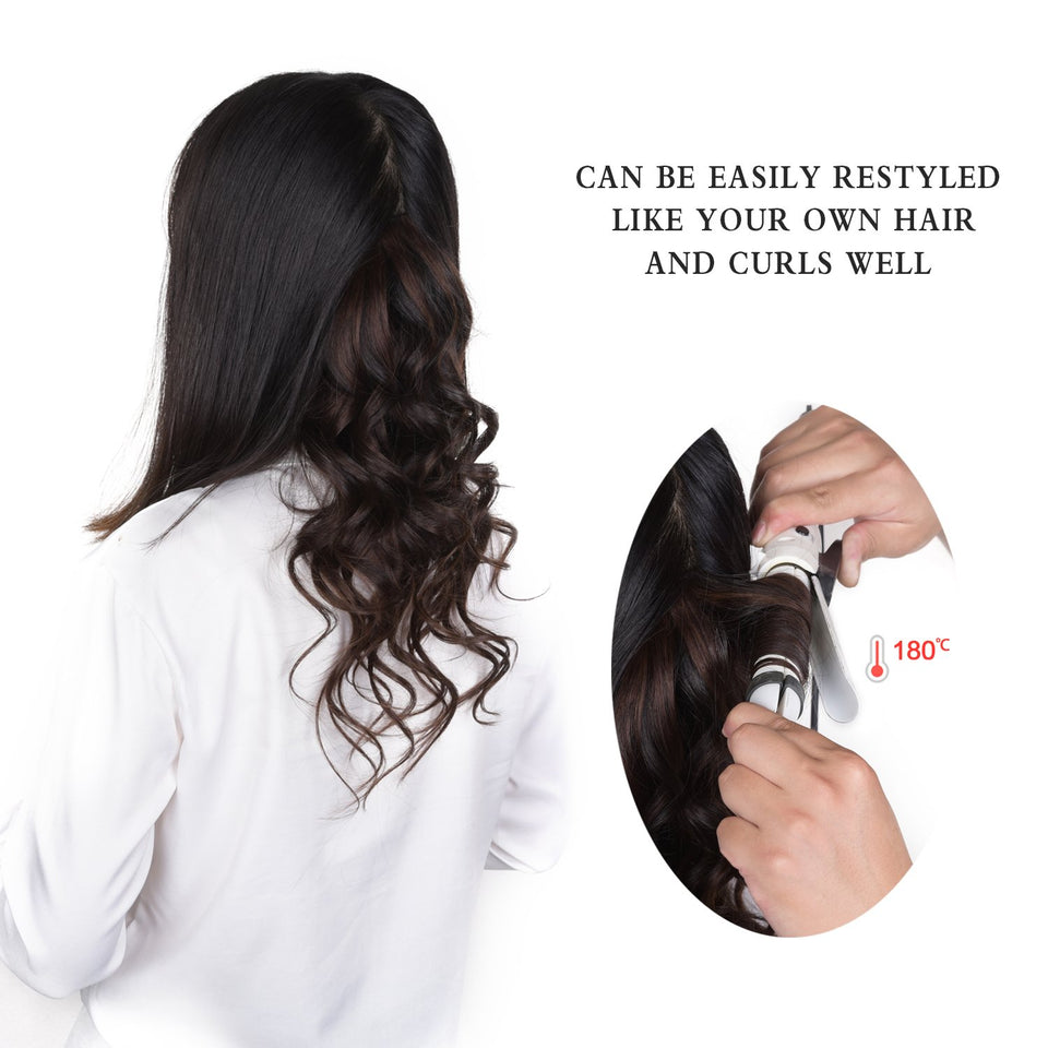 20" Clip in Hair Extensions Remy Human Hair for Women - Silky Straight Long Human Hair Clip on Extensions 75grams 4pieces #6/613 Color