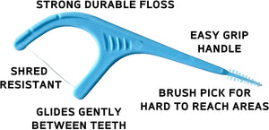 Trueocity Dental Flossers Brush Picks 4 Pack w/Travel Case (200 Total Count), Dental Floss Glides Easy Between Teeth, Flosser Helps Prevent Tooth Decay & Gum Disease, Easy Grip Handle, Mint Flavored