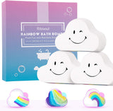 Rainbow Bath Bombs Gift Set, Ribivaul 3 Extra-Large 6.5oz Handmade Bath Bombs with Natural Ingredients, Cloud Bath Bomb with Rich Bubbles for Kids/Women, Great Gift Idea for Valentine's Day, Birthday