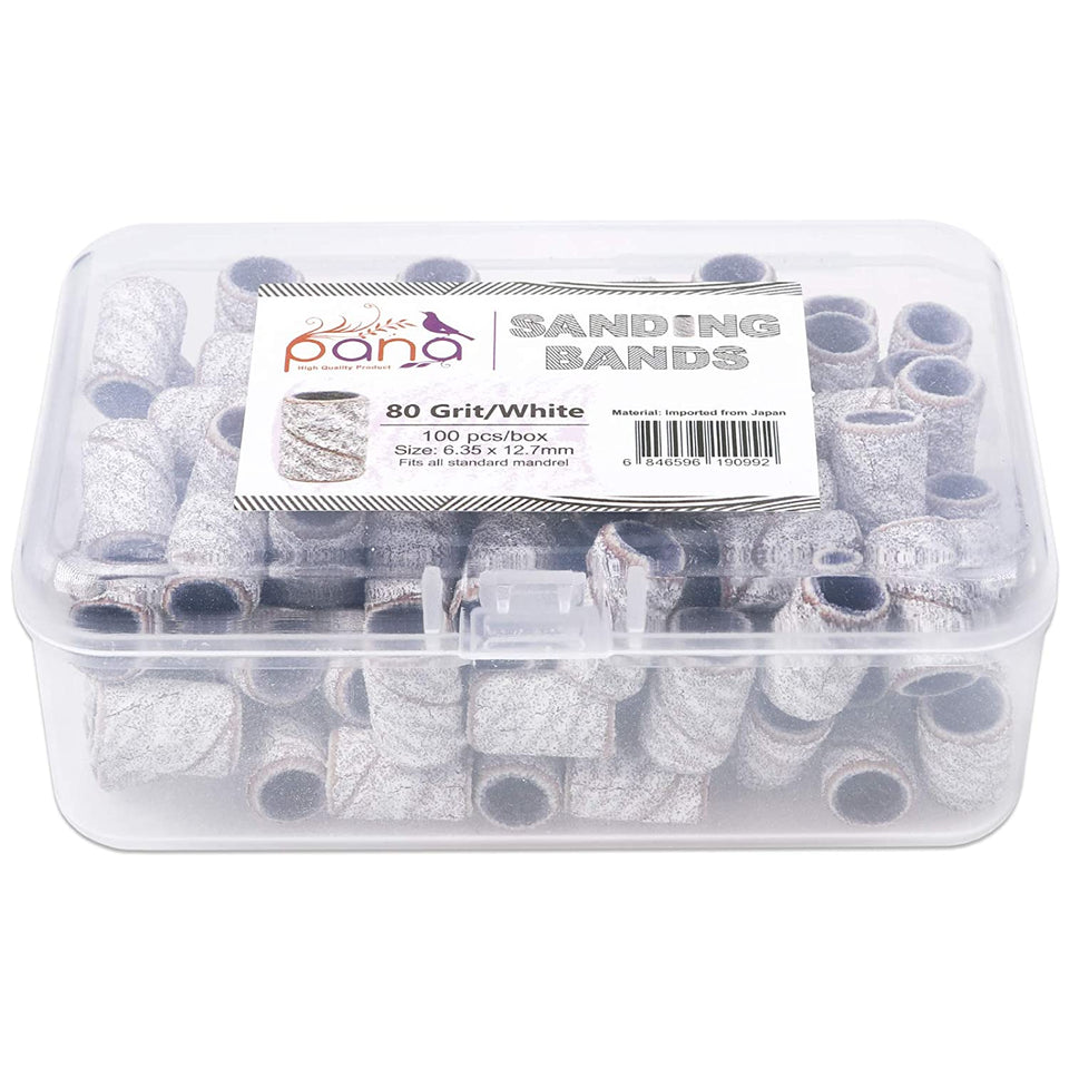 PANA USA 100 Pieces Nail Sanding Bands Professional Nail Manicure Great Fit for Nail Drill Bits for Acrylic Nails (80 Grit, Zebra)