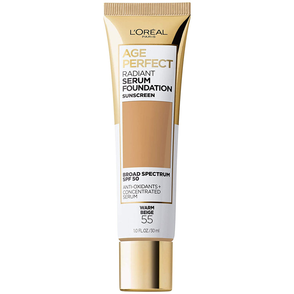 L'Oreal Paris Age Perfect Radiant Serum Foundation with SPF 50, Warm Beige, 1 Ounce