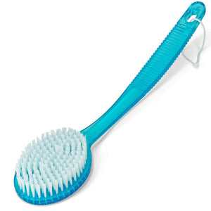 DecorRack Bath Brush with Bristles, Long Handle for Exfoliating Back, Body, and Feet, Bath and Shower Scrubber, Blue (1 pack)