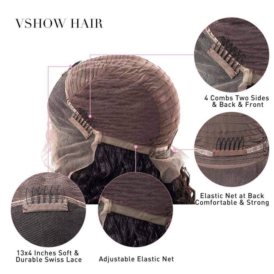 V SHOW Hair Lace Front Wigs Human Hair Brazilian Curly Pre Plucked Lace Wigs Natural Hairline with Baby Hair for Black Women(24 Inches)