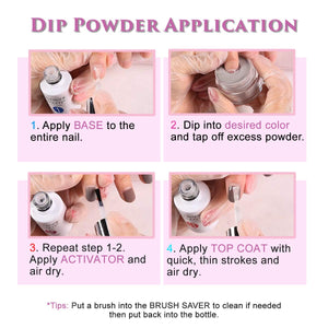 Dip-Powder Gel-Liquid-Set with Activator, Base-Top Gel and Brush Savor 0.5oz/Bot Dipping-Powder Acrylic-Nail Manicure Pedicure J775