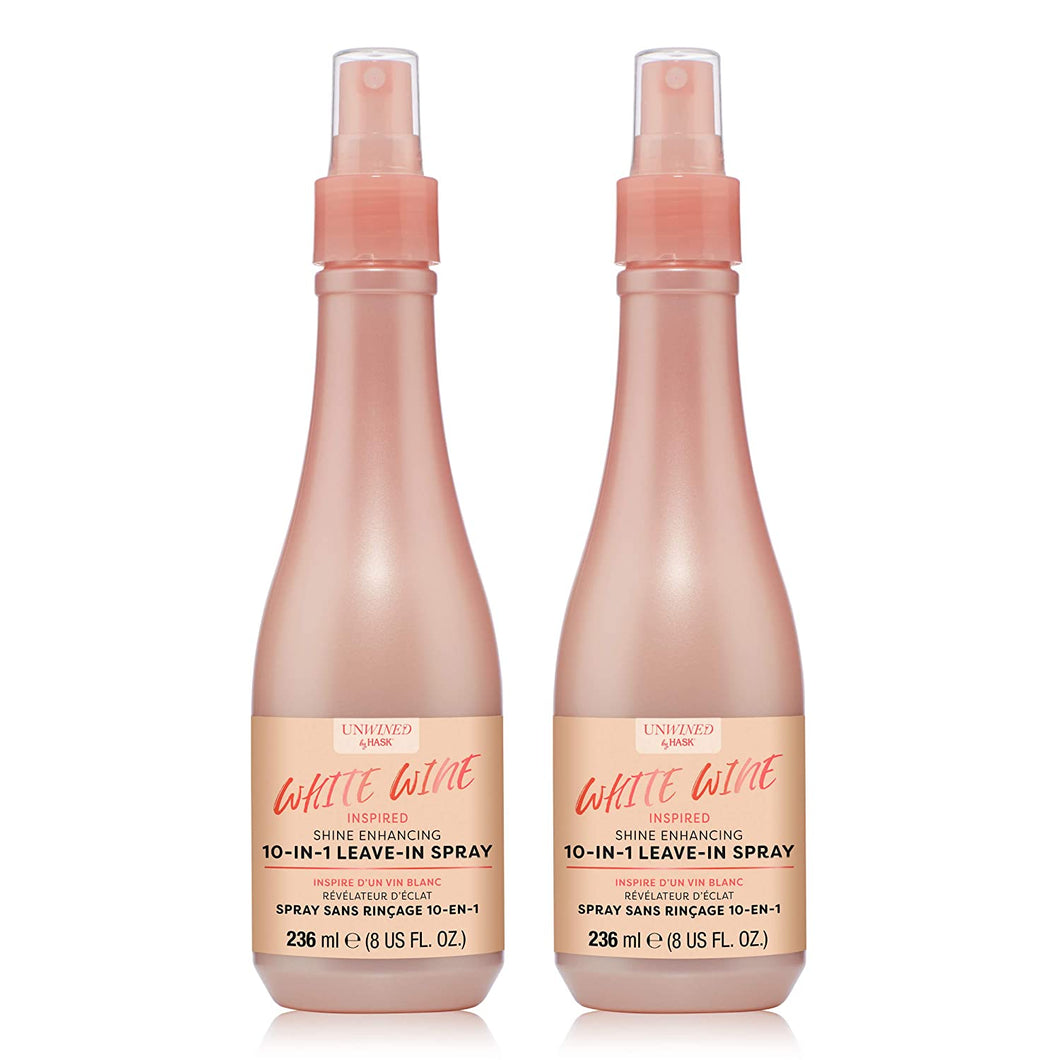Unwined By HASK Beauty GLOSS BOSS WHITE WINE 10-in-1 Leave-In Spray To Smooth And Shine All Hair Types To Protect And Restore Hair Strands And Tame Frizz - White Wine 10-in-1 Leave-In Spray