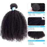 BLY Mongolian Afro Kinky Curly Human Hair 3 Bundles 12/12/12 Inch Same Length Pack Unprocessed Hair Weave Weft Big Hair for Black Women Natural Color …