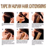 24 Inch Human Hair Tape in Hair Extensions #2 Dark Brown Long Straiht Hair 100g 40pcs Seamless Skin Weft Glue in Hairpieces with Invisible Tapes for Women
