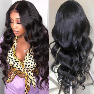 QTHAIR 14A Grade Lace Closure Wigs for Black Women Pre Plucked Natural Hairline with Baby Hair Brazilian Virgin Body Wave Human Hair 4x4 Lace Frontal Closure Wigs 150% Density Natural Color 14 inches