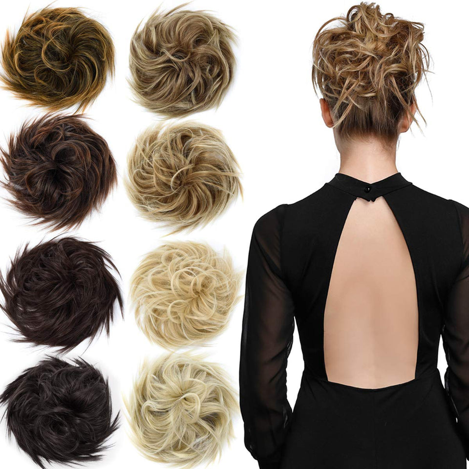 EMERLY Messy Bun Hair Piece Synthetic Scrunchy Tousled Updo Hair Extensions Ponytail Curly Hair Pieces for Women