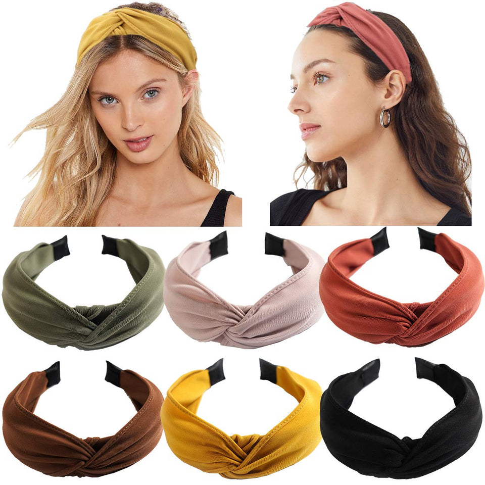 6PCS Top Knot Headband for Women Wide Knotted Headbands Twist Turban Headwrap Elastic Hair Band Fashion Hair Accessories for Women Girls Children