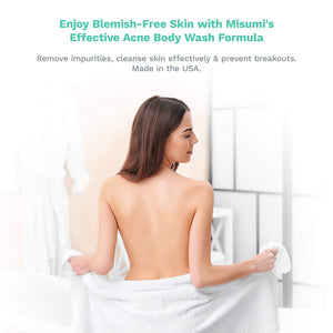 Misumi Acne Body Wash 120ml (4oz) - Keratosis Pilaris Treatment, Body & Back Acne Treatment - Salicylic Acid, Glycolic Acid AHA Body Wash for Men & Women Bacne