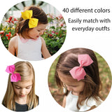 40 Colors Toddler Girls Hair Bows Clips 4.5Inch Grosgrain Ribbon Pinwheel Hair Bows Alligator Clips Hair Accessories for Baby Girls Kids Children Teens