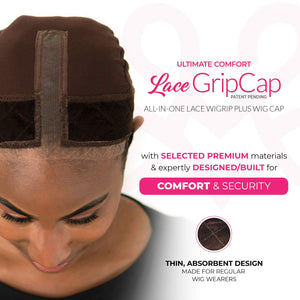 Milano Collection Lace GripCap for Women, 2 in 1 Lace Wig Grip Band Plus Wig Cap for Lace Wigs & Frontals with Reinforced Swiss Lace by Hairline and Part For Seamless Transition, Chocolate Brown