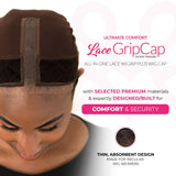 Milano Collection Lace GripCap for Women, 2 in 1 Lace Wig Grip Band Plus Wig Cap for Lace Wigs & Frontals with Reinforced Swiss Lace by Hairline and Part For Seamless Transition, Chocolate Brown