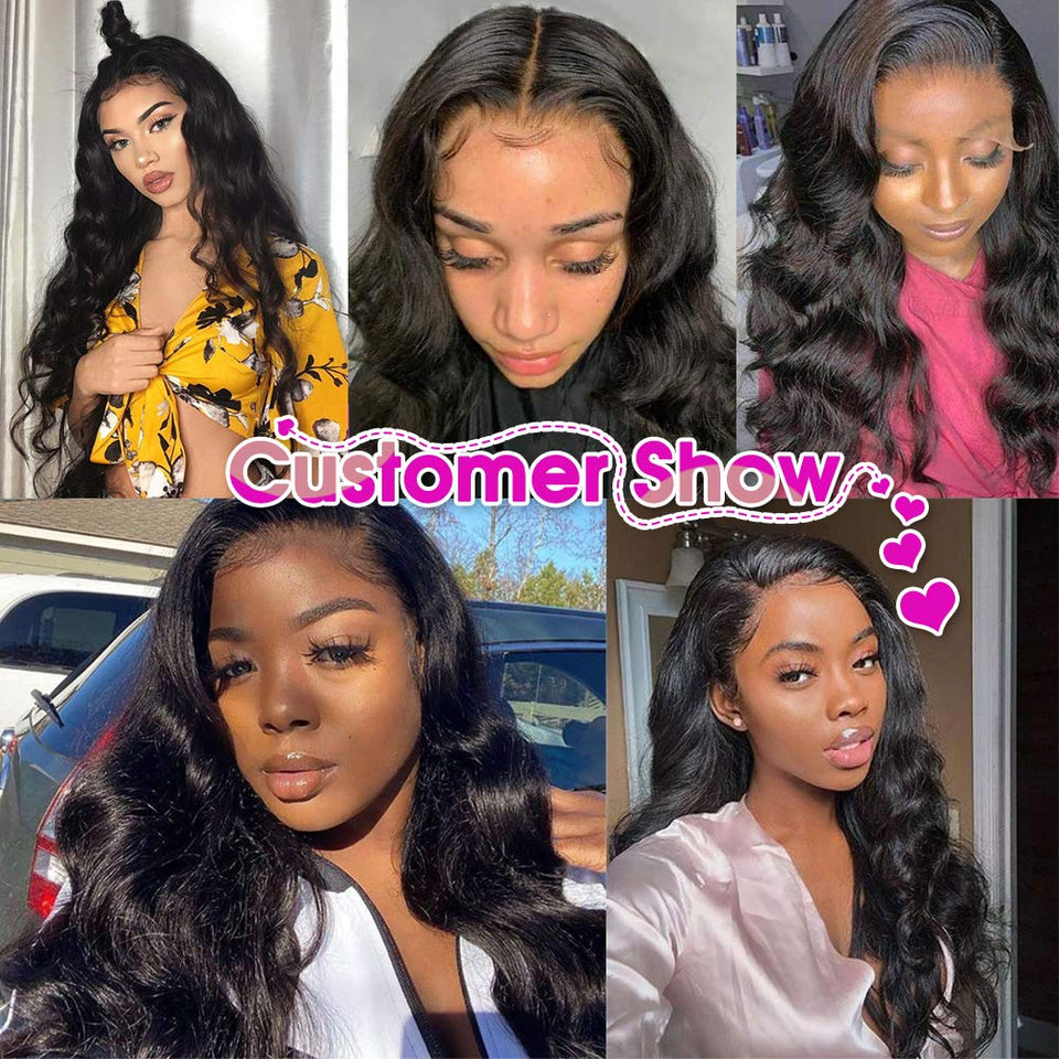 Lace Front Human Hair Wigs for Women Pre Plucked Hairline 220% Denisty Brazilian Body Wave Lace Front Wigs with Baby Hair Natural Color … … (24inch, 220% Denisty)